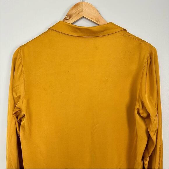 Scotch & Soda Mustard Yellow Button Up Satin Shirt Sz XS Classic Chic Officewear - Picture 6 of 8